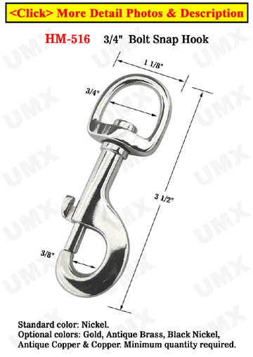 3/4&quot; Heavy Weight Metal Bolt Snap Hooks: For Round Rope