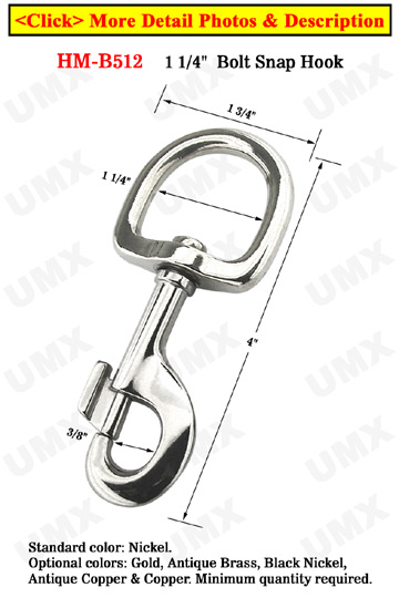 1 1/4&quot; Large Finger Knob Heavy Duty Snap Hooks: For Round or Flat Rope