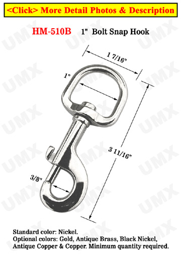 1&quot; Big-D Swivel Head Slide Bar Bolt Snaps: For Round Rope