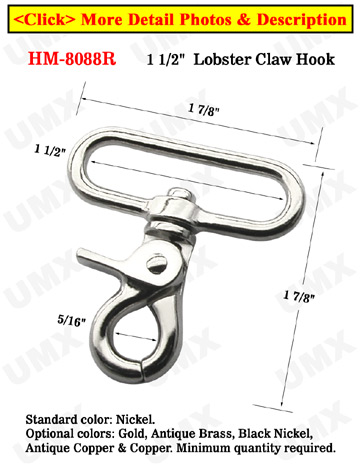 1 1/2&quot; Big Flat Strap Lobster Clip Hooks: For Flat Rope