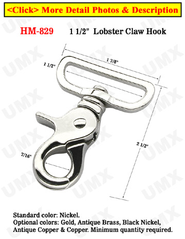 1 1/2&quot; Large Lobster Claw Bolt Snap Hooks: For Big Flat Rope