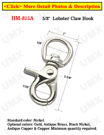 5/8&quot; Popular Round Rope Lobster Claw Hooks: For Round or Flat Rope