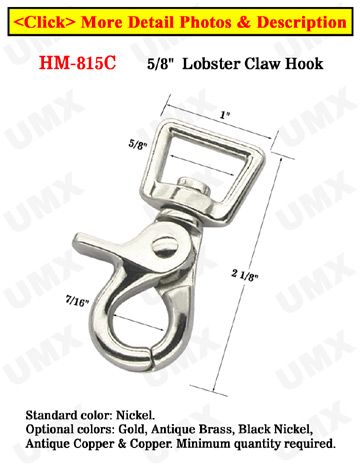 5/8&quot; Popular Square Head Lobster Clip Hooks: For Flat Rope