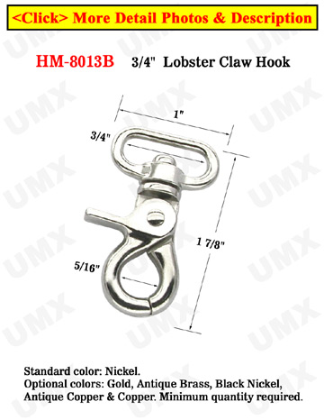 3/4&quot; Round Corner Oval Lobster Claw Hooks: For Flat Rope