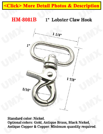 1&quot; Round Corner Steel Metal Lobster Hooks: For Flat Rope