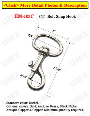 3/4&quot; Oval Shaped Medium Size Bolt Snaps: For Round Cords or Flat Straps