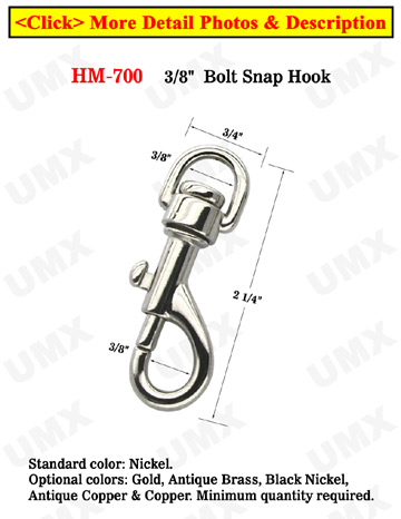 3/8&quot; Semi-Round Eye Swivel Bolt Snaps: For Round Cords and Flat Straps