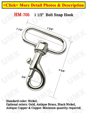 1 1/2&quot; Wide D-Shaped Swivel Bolt Snaps: For Flat Straps