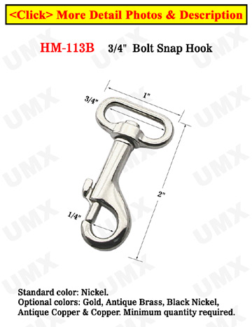 3/4&quot; Straigt-Sided Oval Bolt Snaps: For Flat Straps 