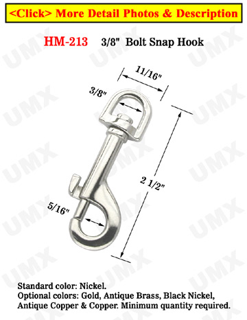 3/8&quot; D-Head Round Bar Bolt Snaps: For Round Cords and Flat Straps