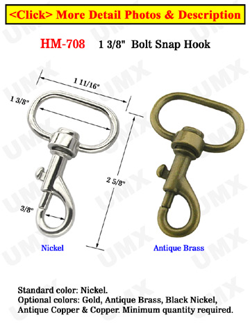 1 3/8&quot; Large Square Oval Head Swivel Bolt Snaps: For Flat Straps