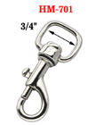 3/4" Square-Head Low Profile Bolt Snap Hooks: For Flat Straps HM-701/Per-Piece