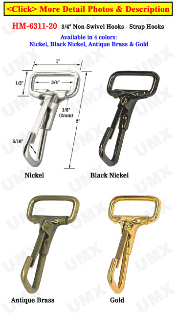 Non-Swivel Metal Wire Loop Spring Hooks: For 3/4&quot; Straps 