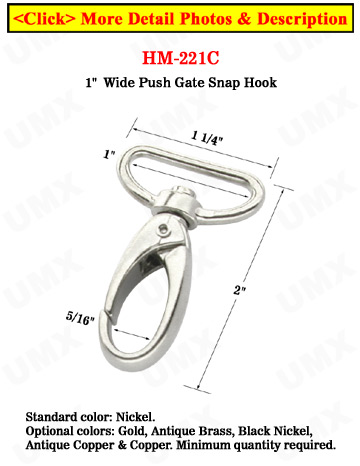 1&quot; D-Shaped Push GateBolt Snap Hooks For Flat Straps