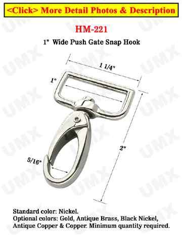 1&quot; Rectangular Push Gate Casted Iron Snap Hooks For Flat Straps