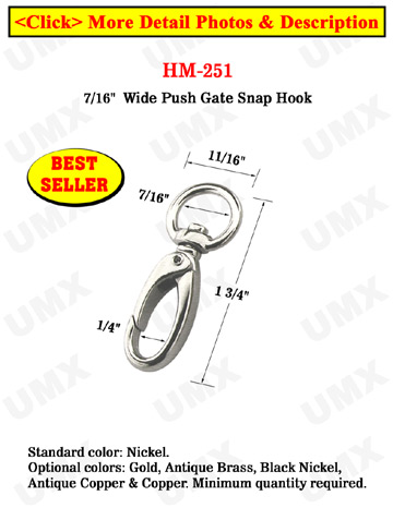 7/16&quot; Small Push Gate Snap Hooks For Round Rope