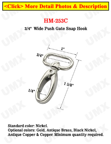 3/4&quot; Small Wide Gate Snap Hooks For Flat Straps