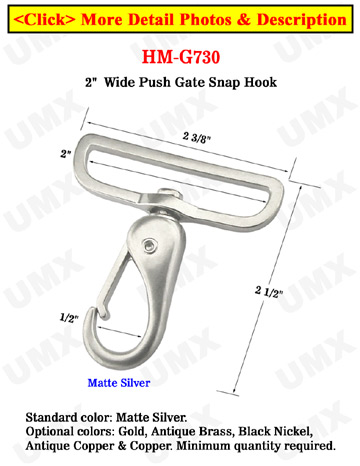 2&quot; Wide Push Latch Fashion Bolt Snap Hooks For Flat Straps