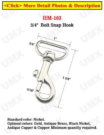 3/4&quot; Flat Strap Small Bolt Snaps