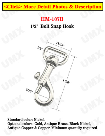 1/2&quot; Popular Small Bolt Snaps: For Flat Straps