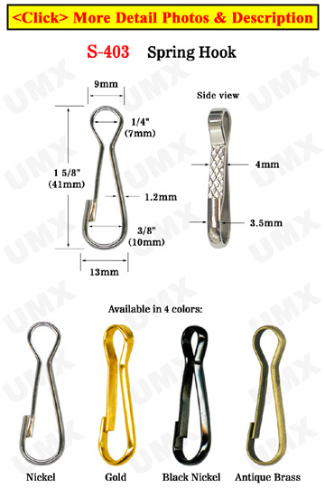 Small Order: Steel Spring Hooks: 1 5/8&quot;