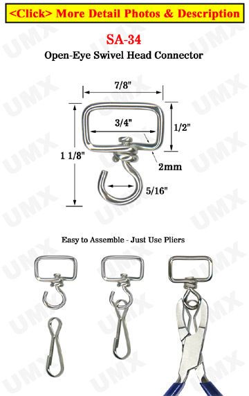 Medium Size Swivel Head Connector: For 3/4&quot; Straps