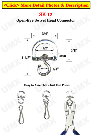 Most Popular D-Shaped Swivel Head Connector: For 1/2&quot; Round Cord or Straps 