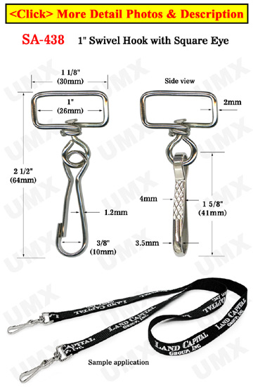 Large Swivel Hooks: For 1&quot; Wide Straps