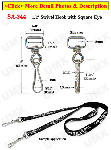 Square Eye Swivel Hooks: For 1/2&quot; Straps