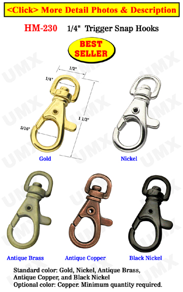 1/4&quot; Best Seller Trigger Snap Hooks: For Keychains and Craft Making