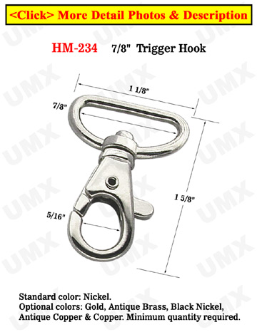 7/8&quot; Heavy Duty Trigger Snap Hooks: For Leashes or Bag Straps