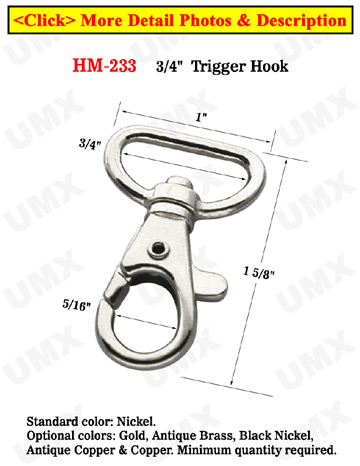 3/4&quot; Popular Flat Strap Trigger Hooks: For Dog Leashes, Lanyards or Bag Straps