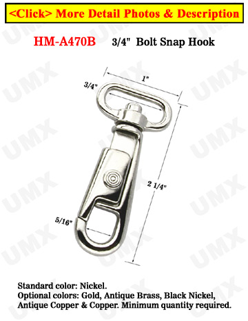 3/4&quot; Finger Slide Easy Bolt Snap Hooks: For Flat Rope