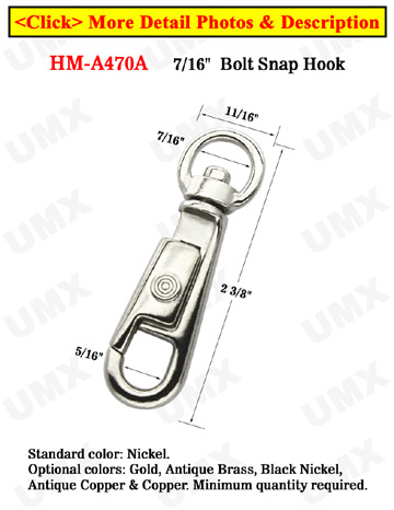 7/16&quot; Small U-Sleeve Bolt Snap Hooks: For Round or Flat Rope