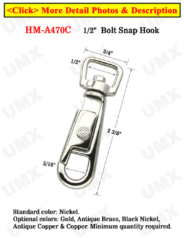 1/2&quot; Square Swivel Finger Slider Bolt Snap Hooks: For Flat Rope