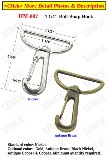 1 1/4&quot; Bag Strap Spring Wire Gate Bolt Snap Hooks: For Flat Straps