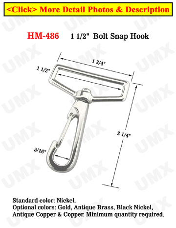 1 1/2&quot; Big Wire Gate Metal Bolt Snap Hooks: For Flat Rope