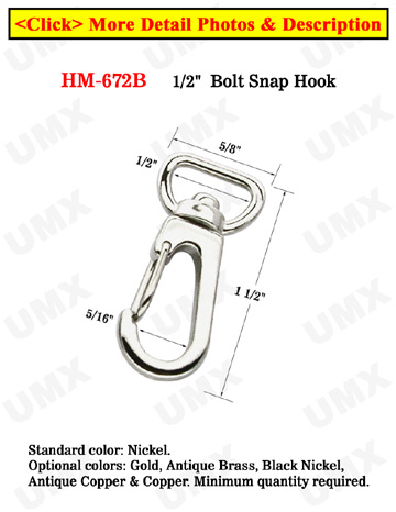 1/2&quot; Flat Strap Spring Wire Gate Snap Hooks: For Flat Cords