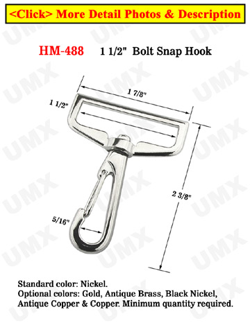 1 1/2&quot; Heavy Duty Spring Wire Gate Steel Bolt Snap Hooks: For Flat Rope