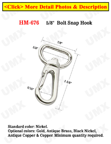 5/8&quot; Metal Spring Wire Gate Snap Hooks: For Flat Rope