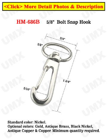 5/8&quot; Oval Swivel Steel Wire Gate Snap Hooks: For Flat Straps