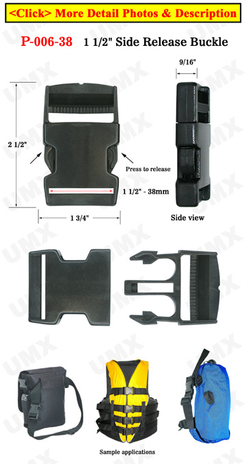 1 1/2&quot; Big Plastic Side Release Buckles: Flat Straps