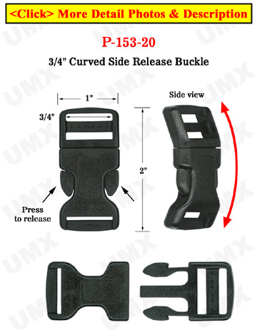 3/4&quot; Curved Side Release Plastic Buckles: For Safety Vest or Clothing