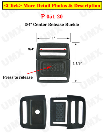 3/4&quot; Easy Center Release Plastic Buckles: For Pet Collars or Vest Locks