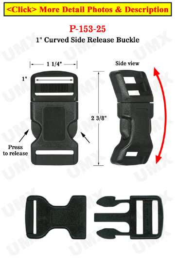 1&quot; Large Curved Shape Side Release Plastic Buckles: For Wide Fastening Straps