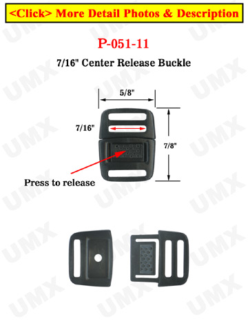 7/16&quot; Small Center Release Plastic Buckles: For Pet Collars or Shoe Locks