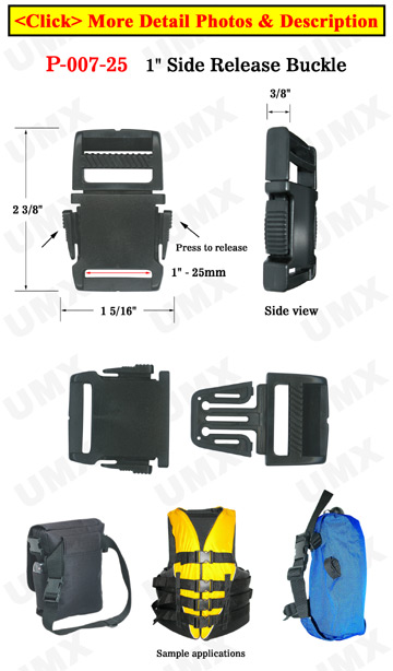 1&quot; Strap Side Release Plastic Buckles With Easy Open Latch