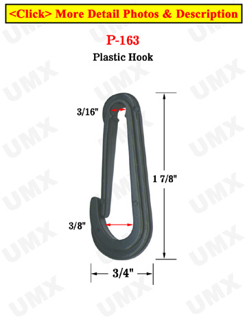 3/16&quot; Round Cord Heavy Duty Plastic Hooks: For Round Cords