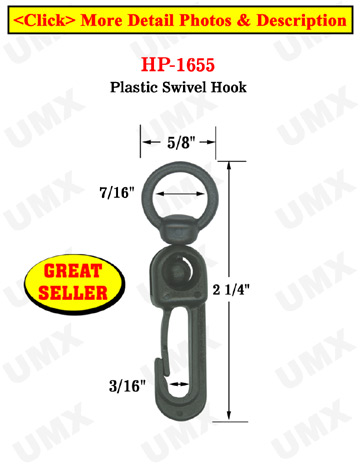 7/16&quot; Round Swingable Plastic Hooks: For Round and Flat Cords