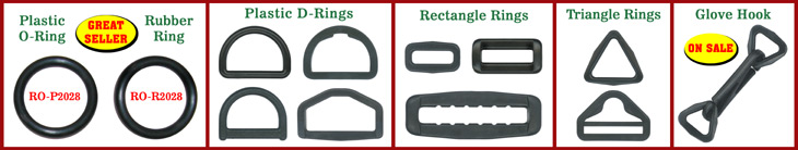 Plastic Rings:  Plastic O-Rings, Plastic D-Rings, Plastic Triangle-Rings, Plastic Square-Rings and Plastic Hexagon-Rings